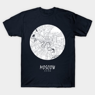 Moscow, Russia City Map - Full Moon T-Shirt